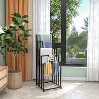JURMERRY Samostojeći stalak za ručnike, 5 razina, crni kupaonski organizator, 44,5x46x118 cm 2