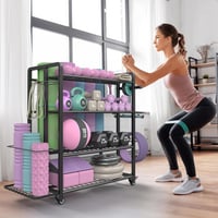 Jusgym 4 szintes hantel állvány kerekekkel és horogokkal 9