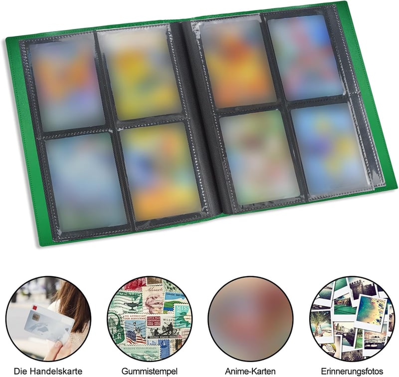 JUSONEY 160 zsebű kártyaalbum zöld borítóval MTG Magic gyűjtéshez