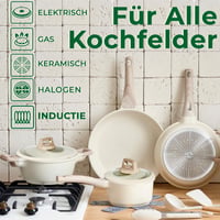 Set de oale cu inducție JUST PERFECTO, 14 piese cu capace, 28 cm, fără PTFE și PFOA, protecție din silicon împotriva zgârieturilor, bej 3