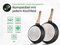 Just Perfecto 14 db-os edénykészlet fedővel - Indukciós fazék és serpenyő szett, PTFE és PFOA mentes, fekete, karcálló bevonat 14