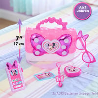 Súprava kabelky Disney Junior Minnie Mouse Bowfabulous od Just Play, 7-dielna, so svetelnými a zvukovými efektmi, kostýmová hra, detská hračka od 3 rokov 4