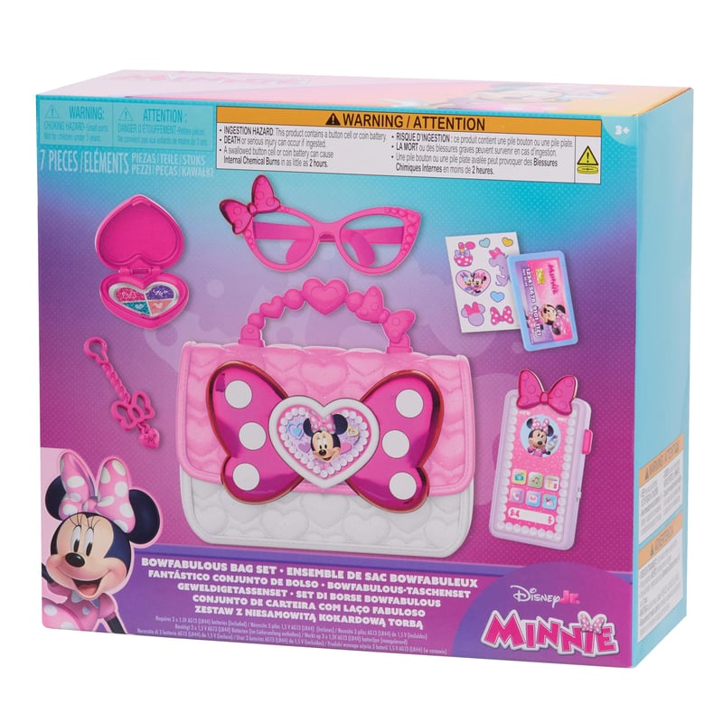 Súprava kabelky Disney Junior Minnie Mouse Bowfabulous od Just Play, 7-dielna, so svetelnými a zvukovými efektmi, kostýmová hra, detská hračka od 3 rokov