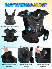JUSTDOLIFE Set de protecție moto pentru copii, 5 piese, cu armură pentru piept, genunchiere și cotiere - negru 5