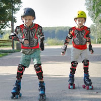 JUSTDOLIFE 5 részes gyerekmotor védőfelszerelés piros - párnázott könyök, térd, mellkas protektoros - Red 7