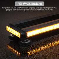 Justech Bară luminoasă magnetică cu 108 LED-uri pentru avertizare auto, 12/24V, 27 moduri de iluminare, cablu de 5 m, întrerupător dublu, culoare chihlimbar (galben) 6
