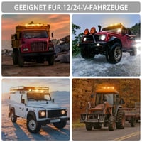 Justech Bară luminoasă magnetică cu 108 LED-uri pentru avertizare auto, 12/24V, 27 moduri de iluminare, cablu de 5 m, întrerupător dublu, culoare chihlimbar (galben) 7