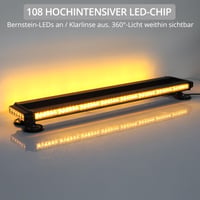 Justech Bară luminoasă magnetică cu 108 LED-uri pentru avertizare auto, 12/24V, 27 moduri de iluminare, cablu de 5 m, întrerupător dublu, culoare chihlimbar (galben) 4