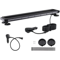 Justech Bară luminoasă magnetică cu 108 LED-uri pentru avertizare auto, 12/24V, 27 moduri de iluminare, cablu de 5 m, întrerupător dublu, culoare chihlimbar (galben) 8