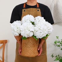 JUSTOYOU 3 db Művirág Hortenzia Fehér 50cm Valódi Tapintású Dekoráció 3