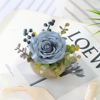 JUSTOYOU Mesterséges Rózsa Kék Virág Eukaliptusz Levelekkel Dekoráció 2