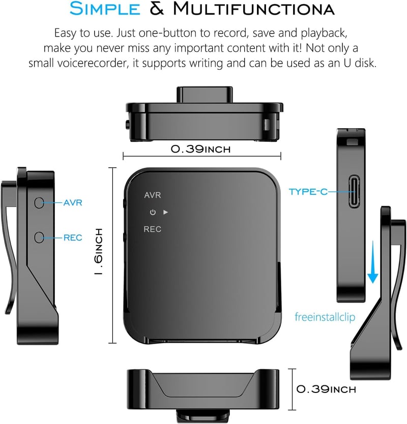 JUSTSTONE 128GB mini digitális hangrögzítő, mágneses