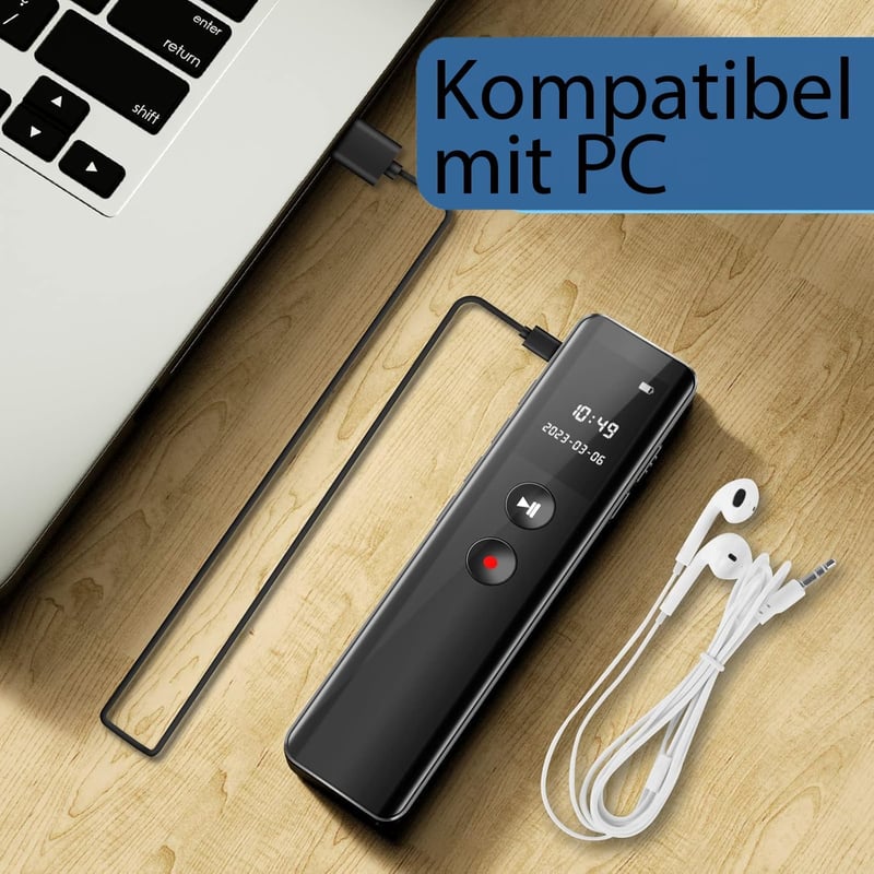 JUSTSTONE digitális hangrögzítő 3072 Kbps hangaktiválással, egygombos felvétel és lejátszás, zajcsökkentő eszköz megbeszéléshez előadáshoz i