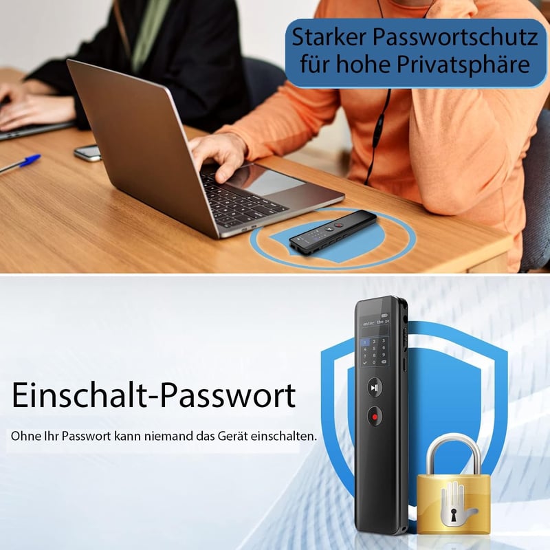 JUSTSTONE digitális hangrögzítő 3072 Kbps hangaktiválással, egygombos felvétel és lejátszás, zajcsökkentő eszköz megbeszéléshez előadáshoz i