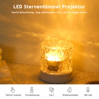 LED projektor hviezdnej oblohy Justup, 16 farieb, efekt vodnej hladiny, diaľkové ovládanie a dotykové ovládanie, náladové osvetlenie polárnej žiary do spálne 3