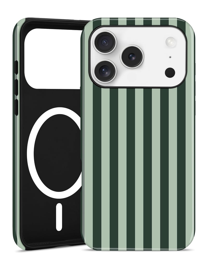 Husă magnetică cu dungi Jusy pentru iPhone 18 Pro și 17 Pro, Verde iarbă