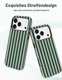 Husă magnetică cu dungi Jusy pentru iPhone 18 Pro și 17 Pro, Verde iarbă 2