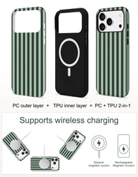 Husă magnetică cu dungi Jusy pentru iPhone 18 Pro și 17 Pro, Verde iarbă 3