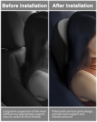 jutyum Autós Nyakpárna Fejtámla Memory Foam, Kényelmes és Légáteresztő Autós Párna, Levehető Huzattal, Fekete-Szürke 2