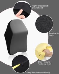 jutyum Autós Nyakpárna Fejtámla Memory Foam, Kényelmes és Légáteresztő Autós Párna, Levehető Huzattal, Fekete-Szürke 3