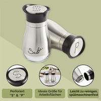 Juvale Só és Borsszóró Szett Üveg és Rozsdamentes Acél 120ml 4