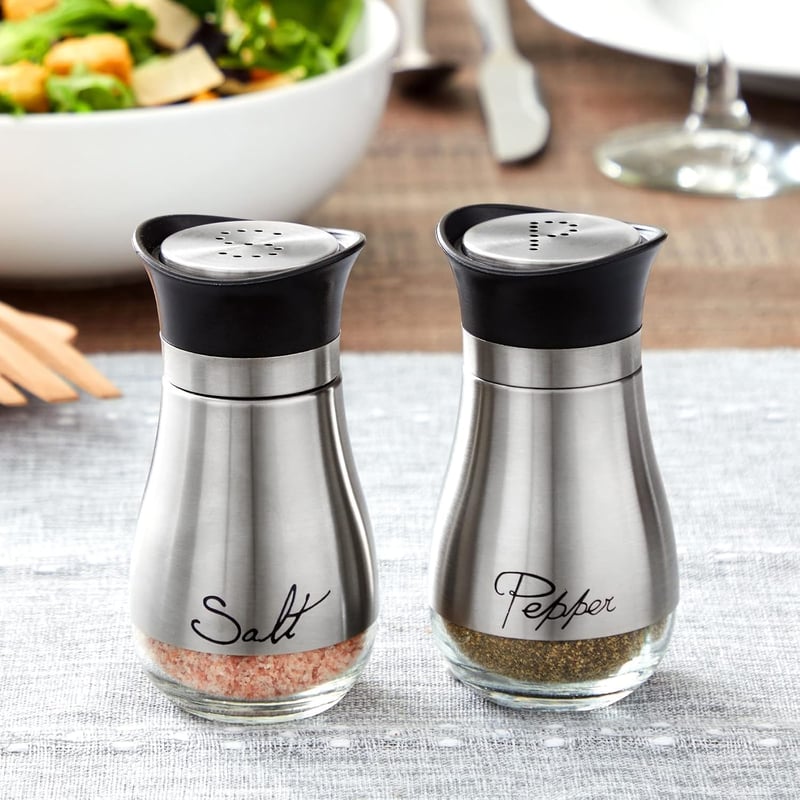 Juvale Só és Borsszóró Szett Üveg és Rozsdamentes Acél 120ml