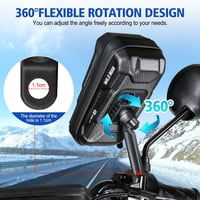 JUYANO motorkerékpár telefontartó vízálló, 360°-os forgatással, 4,5-6,9" - fekete 4