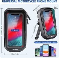 JUYANO motorkerékpár telefontartó vízálló, 360°-os forgatással, 4,5-6,9" - fekete 3