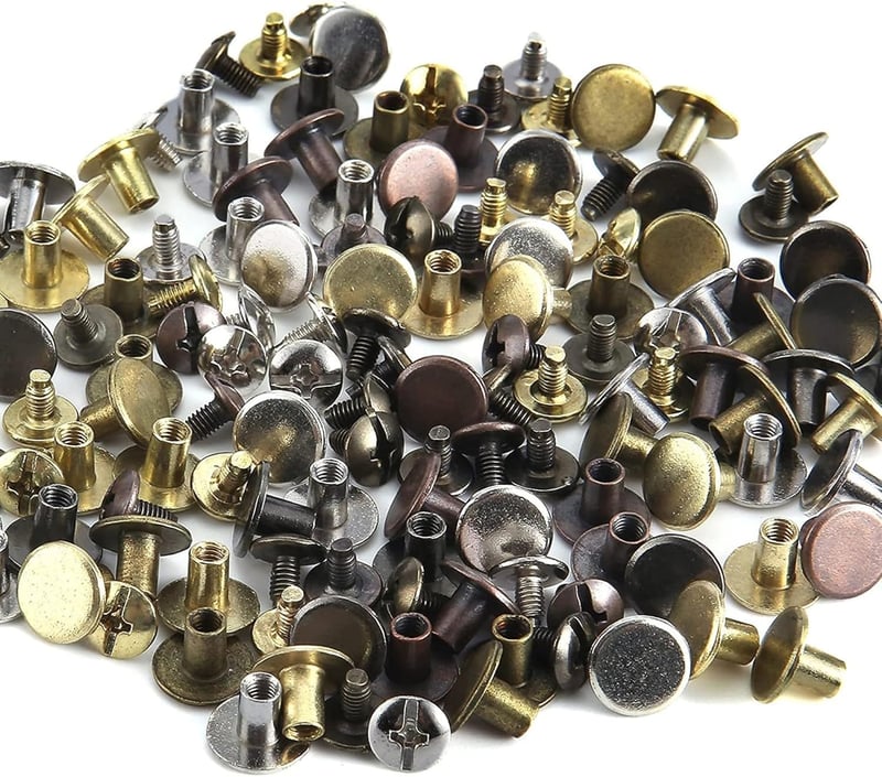 Juyibaao 150 db-os Chicago csavar készlet, M5x6/8mm, bőrmunkához, könyvkötéshez, albumokhoz, 5 színben, szerszámokkal
