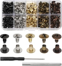 Juyibaao 150 db-os Chicago csavar készlet, M5x6/8mm, bőrmunkához, könyvkötéshez, albumokhoz, 5 színben, szerszámokkal 1
