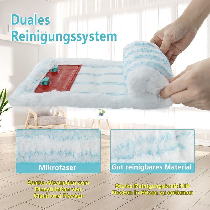 JUYLTOOL 4 db Mikroszálas Felmosófej Leifheit Profi XL Kompatibilis - Padlótisztító Csere Mop 42 cm Széles, Minden Padlótípushoz, Mosógépben