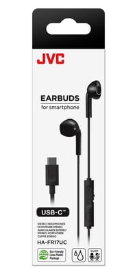 Slúchadlá JVC HA-FR17UC-B USB-C so vstavaným DAC prevodníkom, mikrofónom a 3-tlačidlovým diaľkovým ovládaním, kompaktný dizajn, čierne 4
