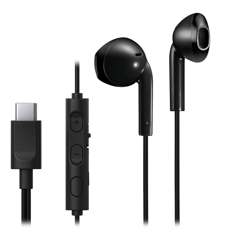 Slúchadlá JVC HA-FR17UC-B USB-C so vstavaným DAC prevodníkom, mikrofónom a 3-tlačidlovým diaľkovým ovládaním, kompaktný dizajn, čierne