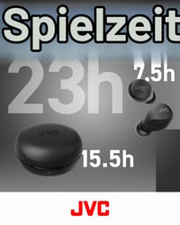 Bezdrôtové slúchadlá JVC HA-Z66T-B Gumy Mini, čierne, ultraľahké, 3 režimy zvuku (basy/čistý/normálny), vodoodolnosť IPX4, výdrž batérie 23 hodín 4