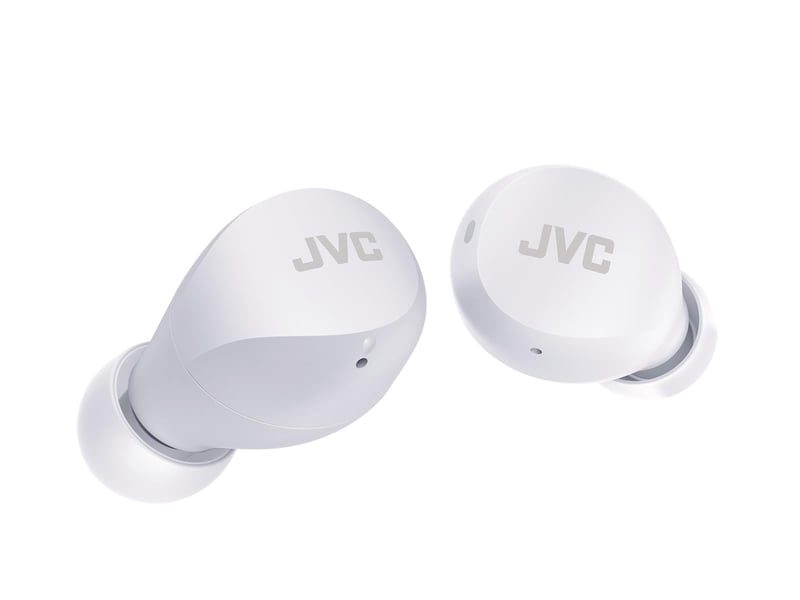 Căști Bluetooth JVC HA-Z66T-W Gumy Mini – Albe, ultraușoare, rezistente la apă IPX4, 3 moduri de sunet, autonomie 23 ore, Bluetooth 5.1