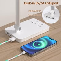 Lampă de birou LED JVURICE albă, cu baterie de 4000 mAh, 5 temperaturi de culoare și 10 niveluri de luminozitate, reglabilă, control tactil, USB, temporizator, pentru camera copiilor și birou 3