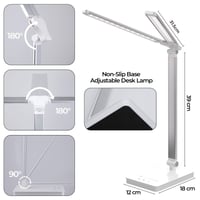 Lampă de birou LED JVURICE albă, cu baterie de 4000 mAh, 5 temperaturi de culoare și 10 niveluri de luminozitate, reglabilă, control tactil, USB, temporizator, pentru camera copiilor și birou 6