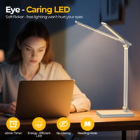 Lampă de birou LED JVURICE albă, cu baterie de 4000 mAh, 5 temperaturi de culoare și 10 niveluri de luminozitate, reglabilă, control tactil, USB, temporizator, pentru camera copiilor și birou 7