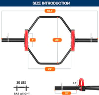 JX FITNESS Olimpiai Trap Bar 2 Inches Hexagon Súlyemelő Rúd 180 kg Terhelhetőség 2