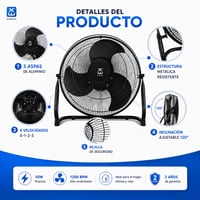 JYC CREATIVE Fém Asztali Ventilátor 50W, 3 Alumínium Lapát, 3 Sebesség, Biztonsági Rács, Dönthető, Fekete 4