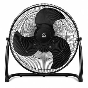 Ventilator de birou din metal Extrahouse 50W negru, 3 palete din aluminiu, 3 viteze, înclinabil — grilaj deformat (stare: vezi a 2-a imagine)