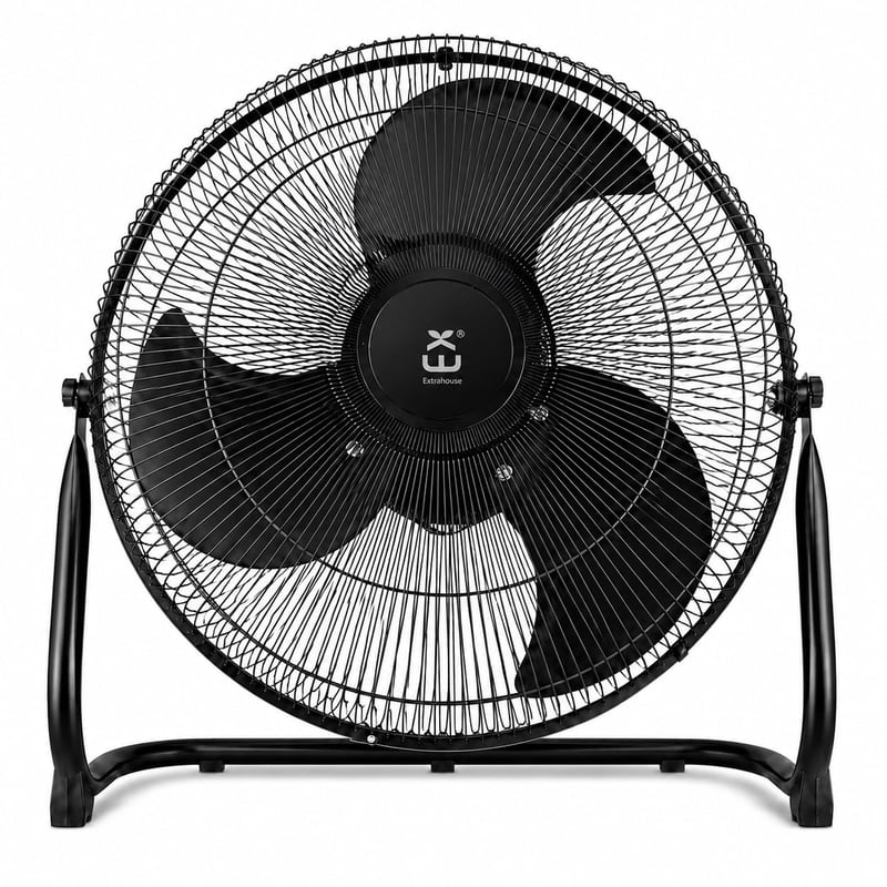 JYC CREATIVE Fém Asztali Ventilátor 50W, 3 Alumínium Lapát, 3 Sebesség, Biztonsági Rács, Dönthető, Fekete