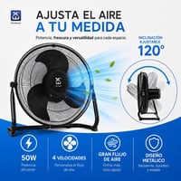JYC CREATIVE Fém Asztali Ventilátor 50W, 3 Alumínium Lapát, 3 Sebesség, Biztonsági Rács, Dönthető, Fekete 6