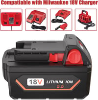 JYJZPB 5.5Ah M18 18V Li-Ion akkumulátor Milwaukee-hez, 2db csomag 6