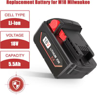 JYJZPB 5.5Ah M18 18V Li-Ion akkumulátor Milwaukee-hez, 2db csomag 3