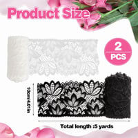 JYYWTSI Csipkeszalag 10 cm Széles 5 Yard Fekete-Fehér Rugalmas Csipke Díszítőszalag — Fekete szalag nélkül (állapot: lásd a 2. képet) 5