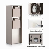 Záhradný stĺpik so zásuvkami JZ CTG, 2 zásuvky, max. 3680 W, IP44 na vonkajšie použitie, hranatý, nehrdzavejúca oceľ 3