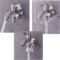 JZK 1/2" Rozsdamentes Acél Dupla Csap Kifolyóval Mosógéphez és Kerti Tömlőhöz 5