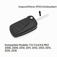 Náhradný obal autokľúča s 3 tlačidlami pre Ford KA MK2 2008-2016, kryt diaľkového ovládača s nevybrúsenou čepeľou SPI22 5