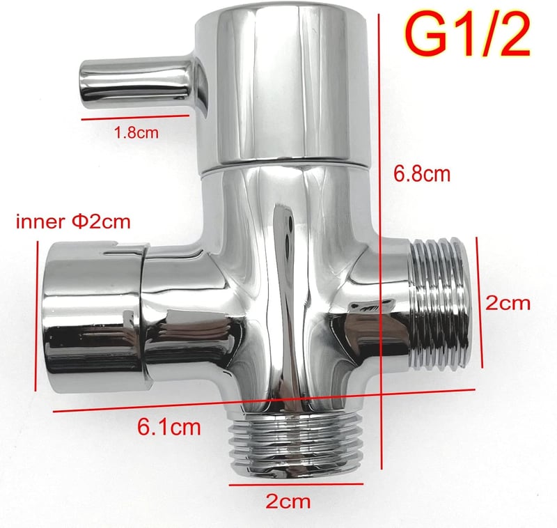 JZK 3 Utas Zuhanyfej Elosztó Szelep 1/2" Réz Zuhanyadapter Vízcsap Osztó